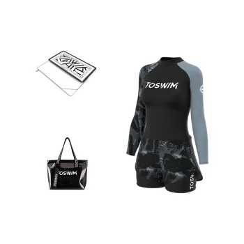 TOSWIM Swim Set Vacation Three Piece Set Women's Color Blocking Leopard Print