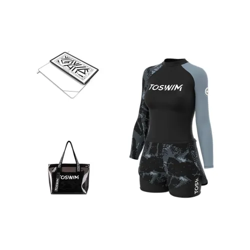 TOSWIM Swim Set Vacation Three Piece Set Women's Color Blocking Leopard Print