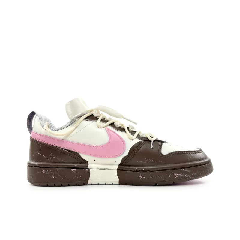 Nike Court Borough Slip Resistant Low Top Kids' Skateboarding Shoes White Brown Teenagers-1