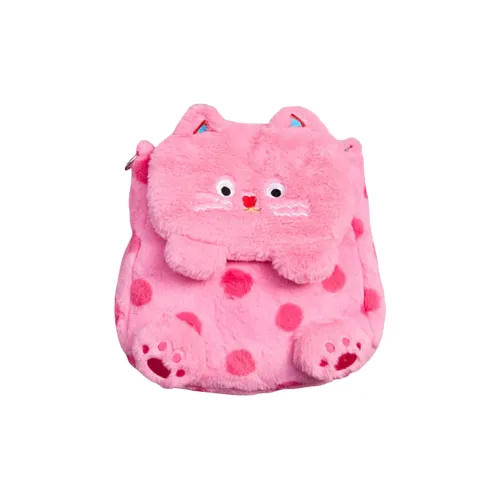 Cool Fun Polka Dot Cat Plush Backpack Regular Unisex Multicolor