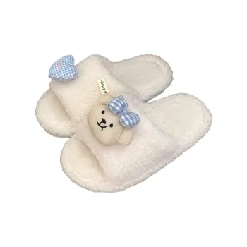 Thin Strips Cotton Slippers Women's, White