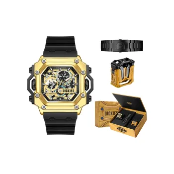 Dickies Wrist Watch Mechanical Movement Silicone Strap Cut Out Dial Men's Watches Classic Festival Box Gift