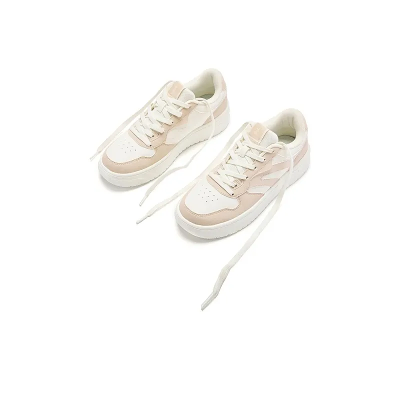 QIAODAN Non slip Lightweight Low Top Skateboard Shoes Women's Pink White-2