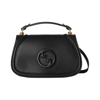 GUCCI Blondie Leather Shoulder Bag, Crossbody Bag, Handbag Medium Size Women's Black