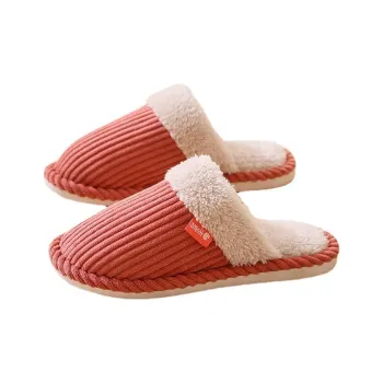 G.DUCKKIDS Corduroy Cotton Slippers For Home Indoor Men And Women's Warm For Fall And Winter Cotton Slipper