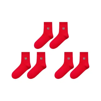 HLA Mid Calf Socks Women's 3 Pack Red