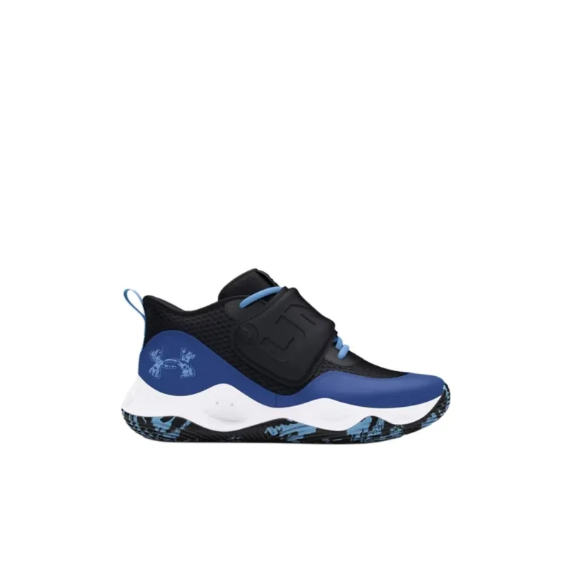 Under Armour Zone Anti Slip Wear Resistant Mid Top Children's Basketball Shoes Black Blue Children Aged 3 7 Years Old-1