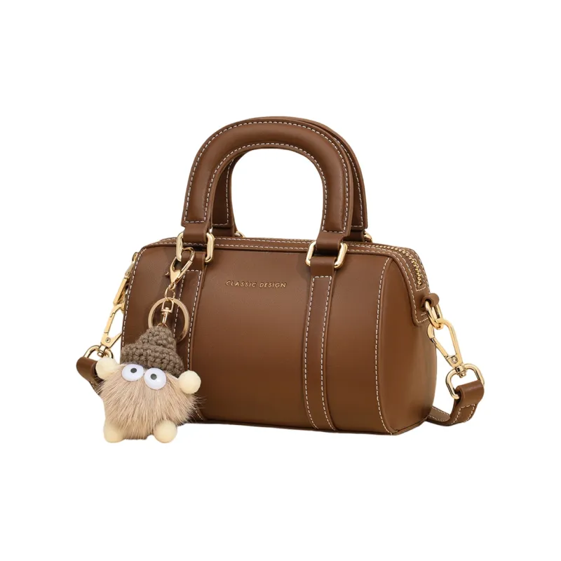 COMELY Cow Leather Boston Bag Crossbody One Shoulder Handbags Regular Women's Brown-4