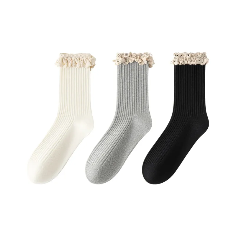 SHIWAJI Mid Calf Socks Women's 3 Pack-3