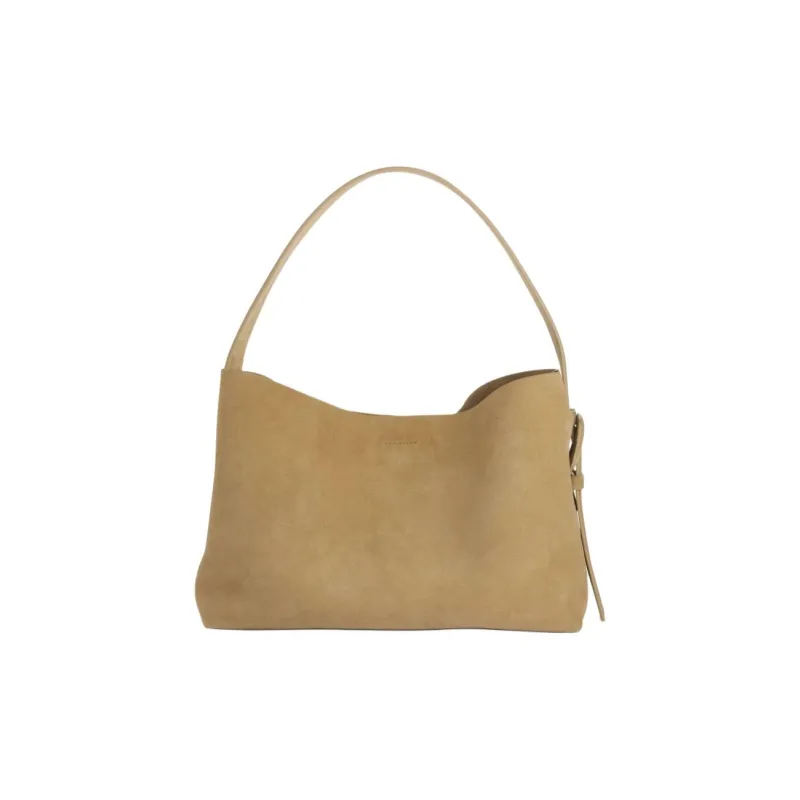 ARKET Cow Split Leather Tote Bag Shopping Bag Crossbody One Shoulder Handbags Large Size Women's Beige-3