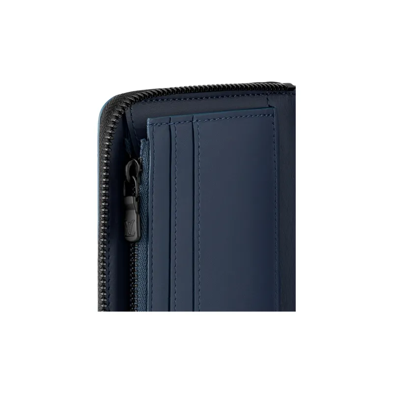 LOUIS VUITTON Zippy Cow Leather Wallet Men's Dark Blue-5