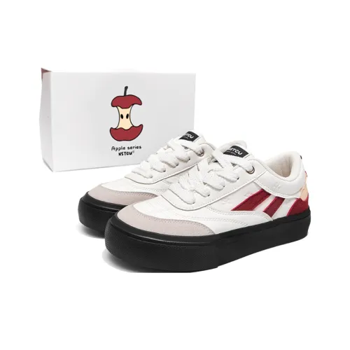 NSTCU Low Top Skateboard Shoes Women's White Red