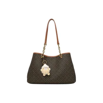 GOLDLION PVC Tote Bag, Shopping Bag, Handbag, Shoulder Bag Tubas Women's Brown Coffee