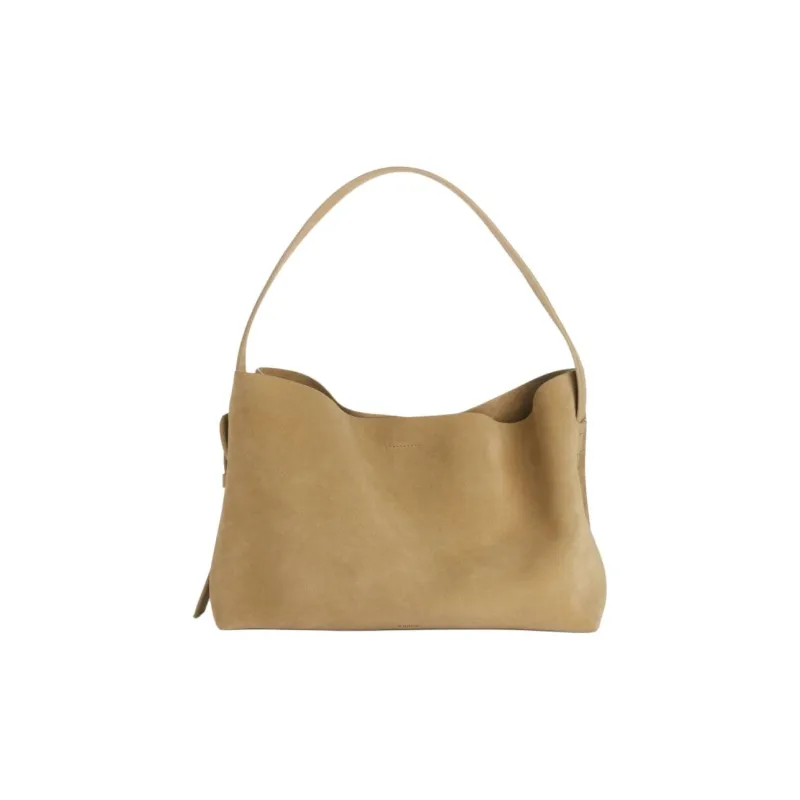 ARKET Cow Split Leather Tote Bag Shopping Bag Crossbody One Shoulder Handbags Large Size Women's Beige-0