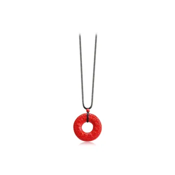 CANHUI Cinnabar Chinese Zodiac Peace Buckle Necklace Women's