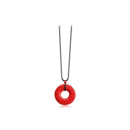 CANHUI Cinnabar Chinese Zodiac Peace Buckle Necklace Women's