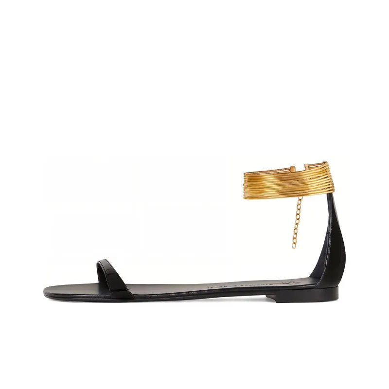 giuseppe zanotti Kay Gold Ankle-strap Flat Sandals-0