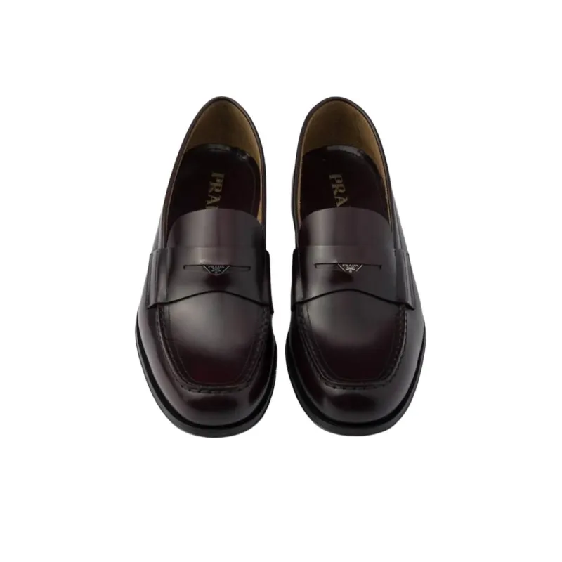PRADA Cordovan Loafers Men's Umber-3