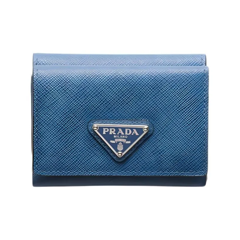 PRADA Saffiano Leather Wallet Regular Men's Blue-0