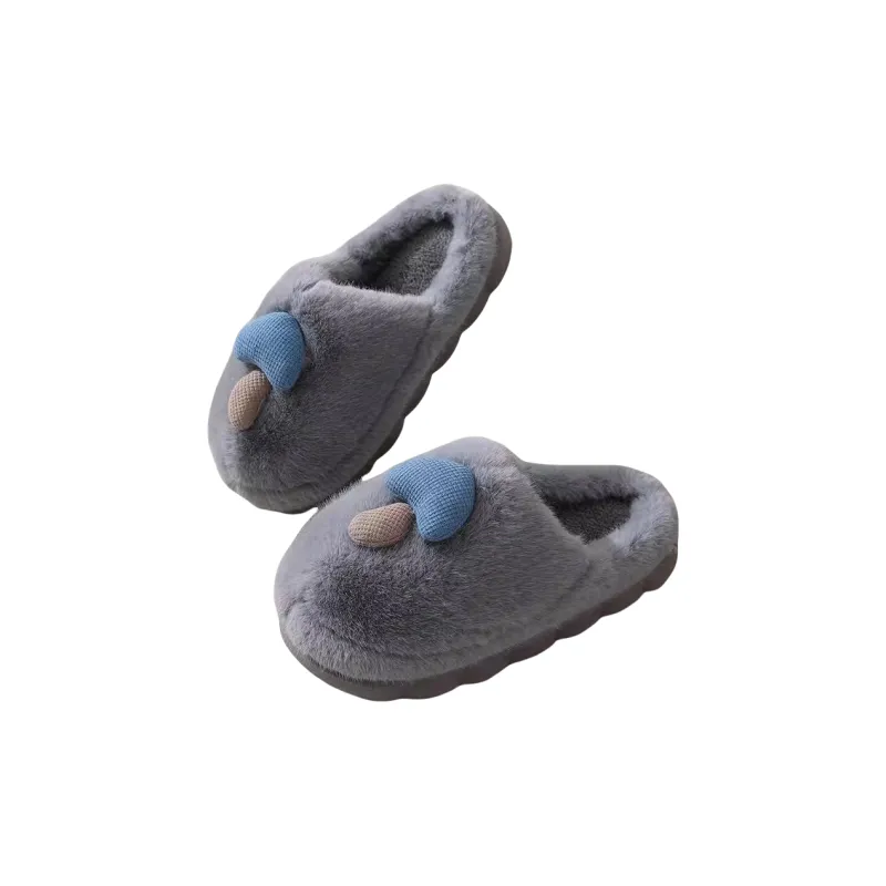 Yalu Preferred Closed Toe Cotton Slippers Winter Couple Home Indoor Slip Resistant Fleece Lined Velvet Slippers-12