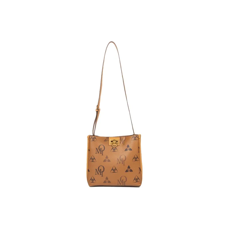 OMI Synthetic Leather Shoulder Bag, Crossbody Bag Regular Women's Dark Brown/Ecru/Khaki-16