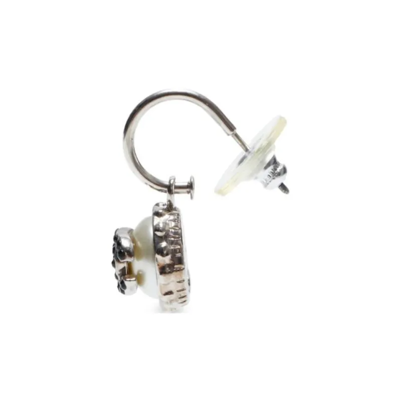 CHANEL 2002 Cc Rhinestone Drop Earrings-2