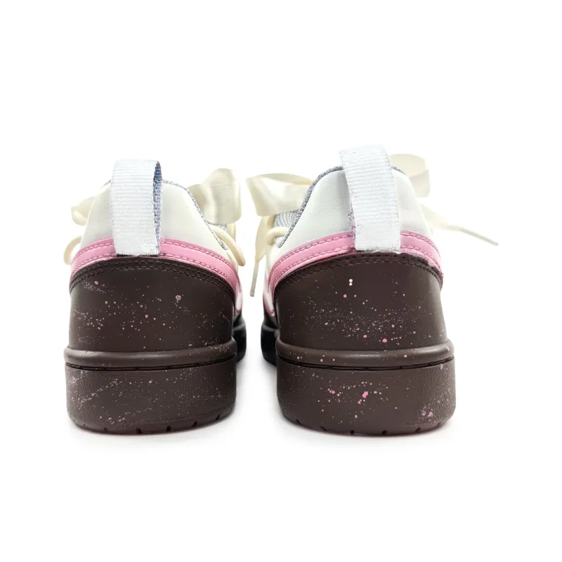Nike Court Borough Slip Resistant Low Top Kids' Skateboarding Shoes White Brown Teenagers-3