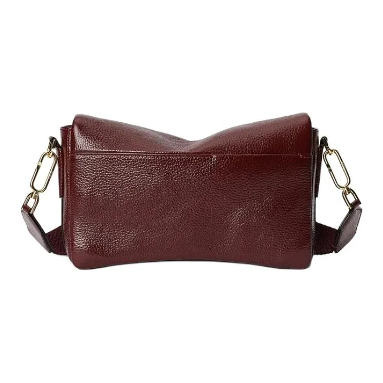 Ecco Cow Leather Crossbody Bag Shoulder Bag Large Size Women's Burgundy-2
