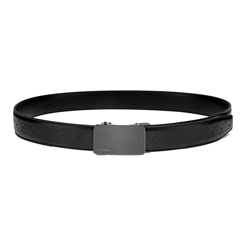 PIERRE CARDIN Cow Head Leather Belts Men's Black Width 3.45cm-2