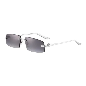 CARTIER Metal Platinum-Plated Rectangular Sunglasses Women's Silver