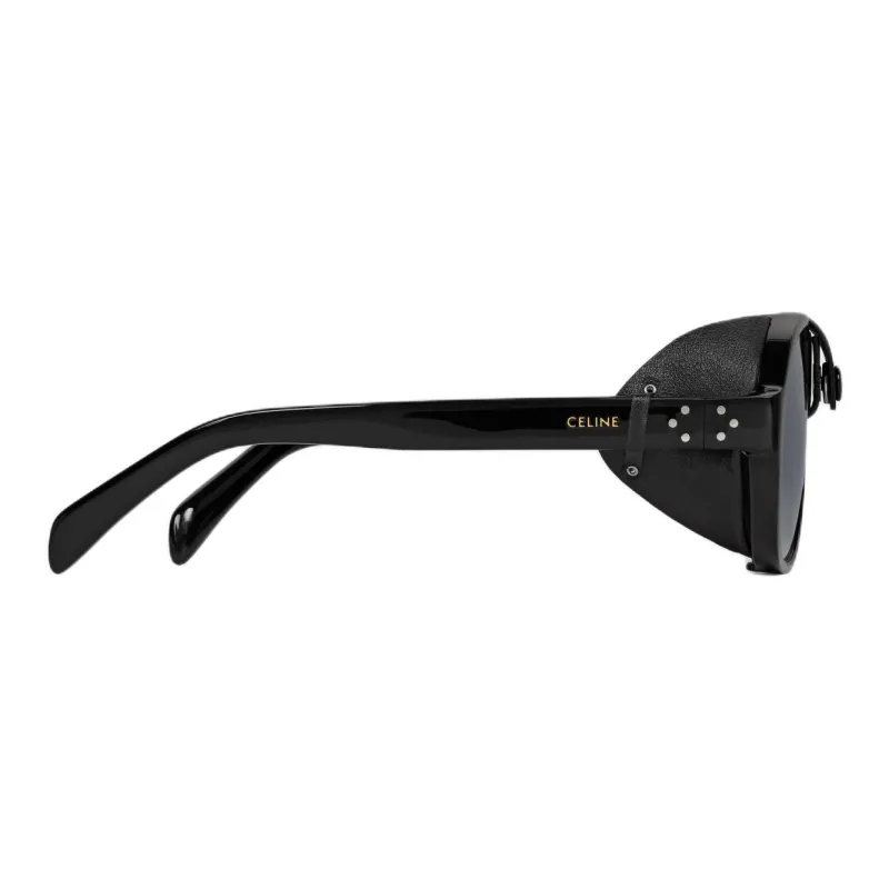 CELINE Black Frame 57 Sunglasses In Acetate With Leather-2