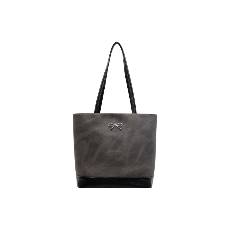JIANMU PU Tote Bag, Shopping Bag, Shoulder Bag Women's Dark Tea/Blue/Beige-0