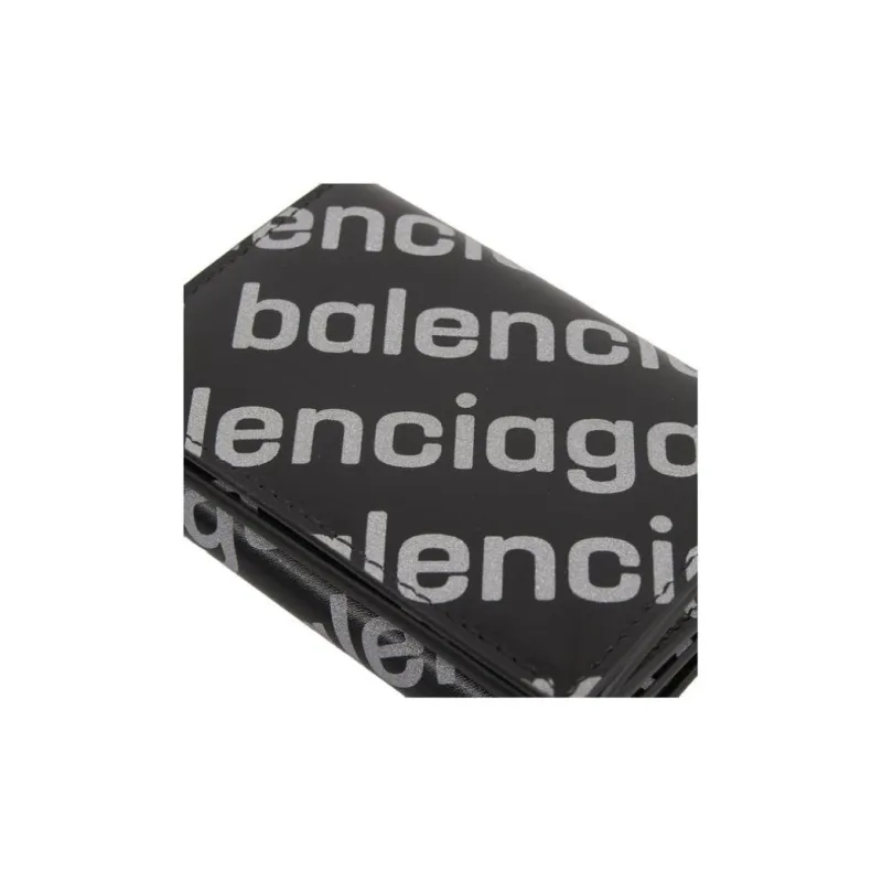 Balenciaga Leather Wallet Women's Black & Gray-5
