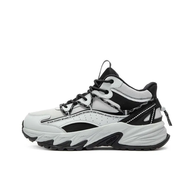 361° Anti-Slip Wear-Resistant Mid-Top Casual Shoes Men's Gray Black-0