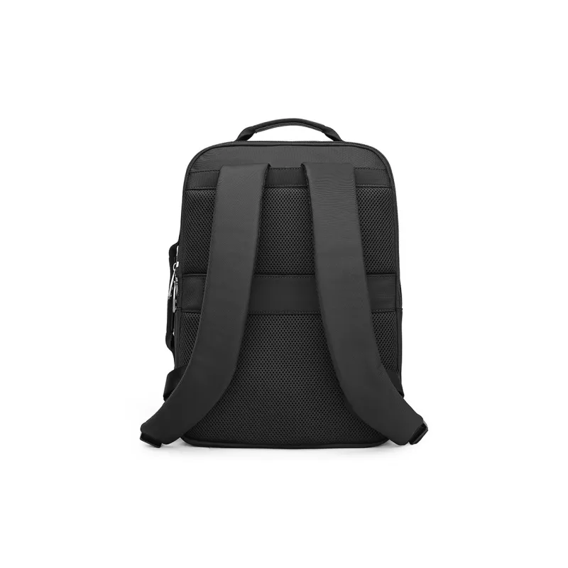 GOLDLION Fabric Cow Leather Patchwork Backpack Men's Black-4