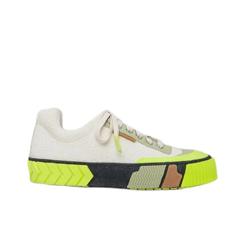 Both Broken Skateboard Shoes Women's Low Top White Green Black-1