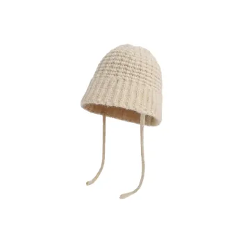 FREE RABBITⅡ Fall And Winter Solid Color Minimalist Style Versatile Lace Up Warm Beanie Women's