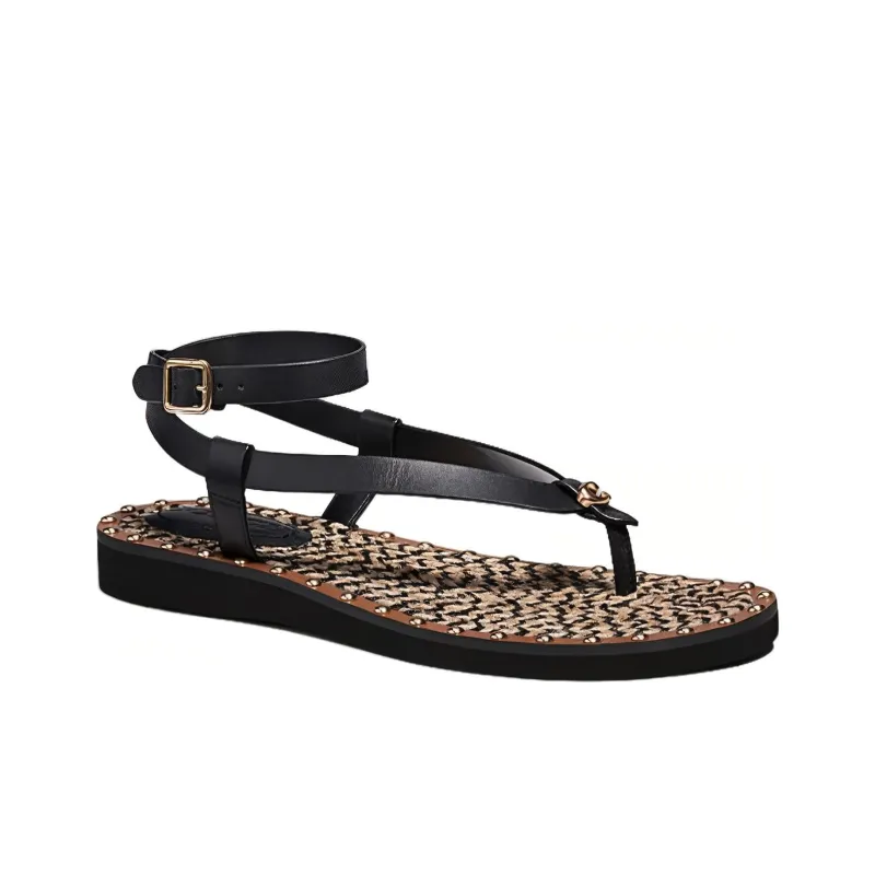 COACH One Strap Sandals Women's Black-2