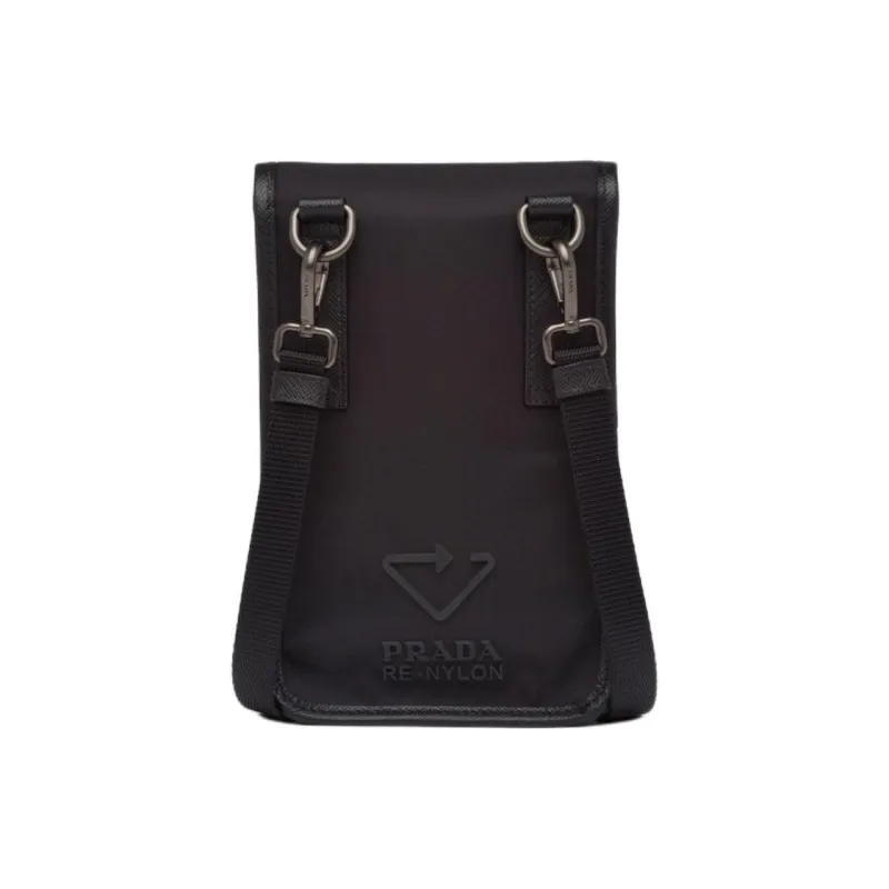 PRADA Recycled Nylon One Shoulder Crossbody Cell Phone Pouch Men's Black-1