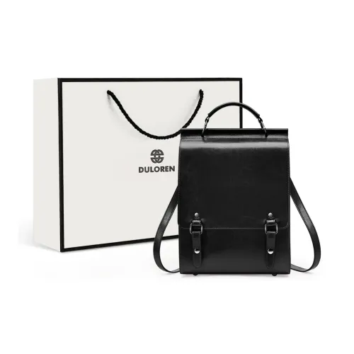 DULOREN Cow Leather Backpack Large Size Women's Black/Brown/Coffee