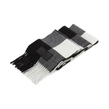MaxMara Virgin Wool Knit Scarves Unisex Black White