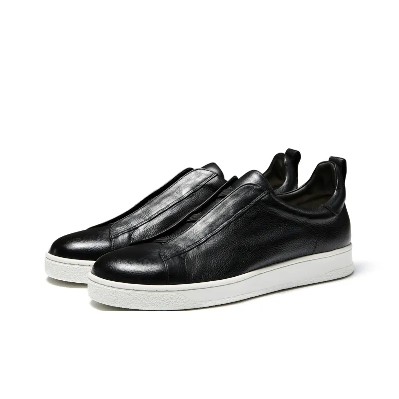 TRUFFAUT Sports Genuine Leather White Sneakers Low Top Skateboard Shoes Men's-6