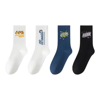 SHIWAJI Mid Calf Socks Unisex 4 Pack Mixed Color