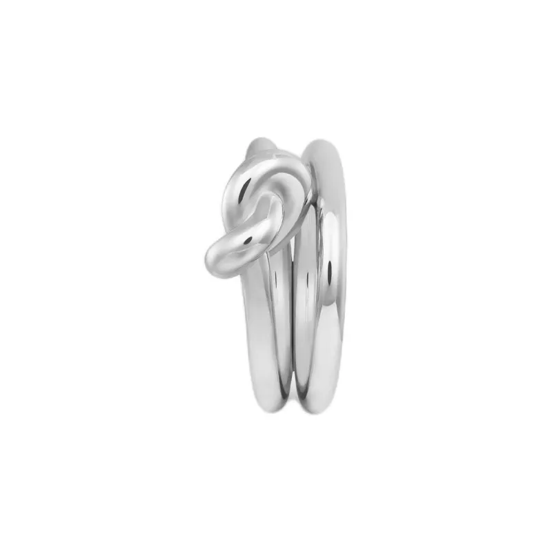 CELINE Knot Double Ring In Brass With Rhodium Finish-2