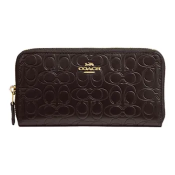 COACH Accordion Zip Leather Wallet Women's Deep Dark Red