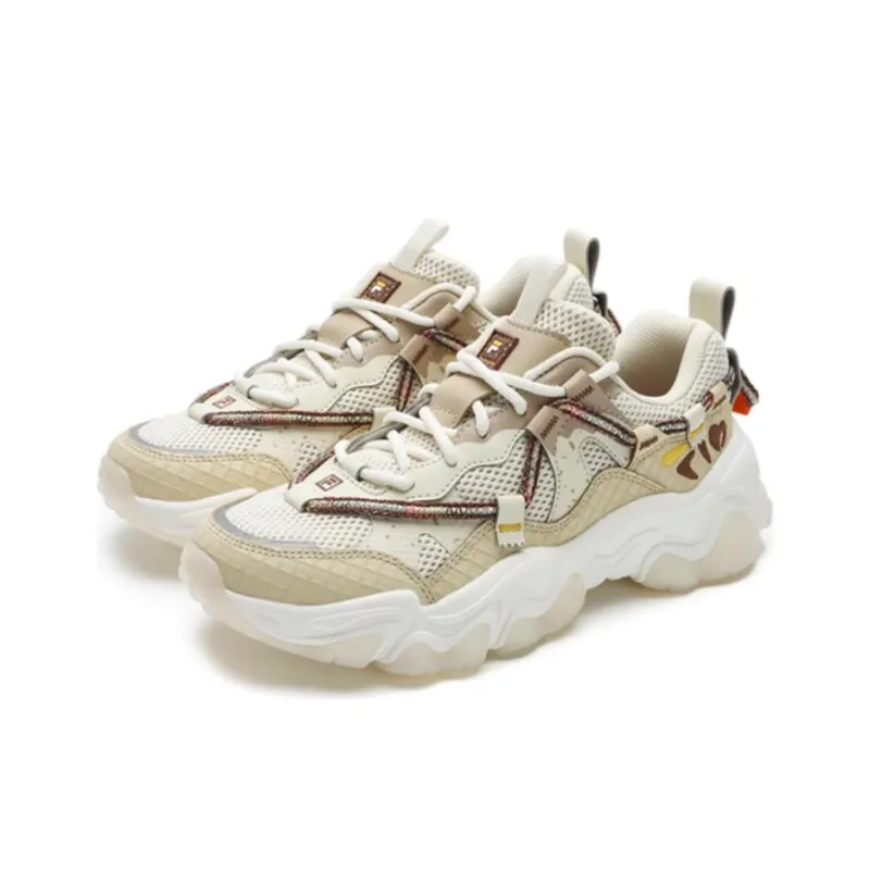FILA FLUID 5 Wear Resistant Slip Resistant Low Top Chunky Sneakers Men's Beige Brown-1