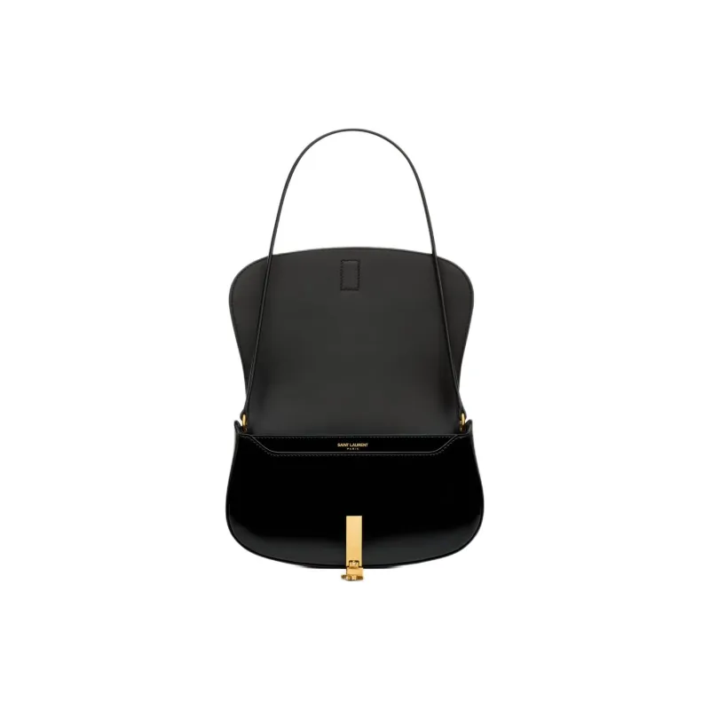 SAINT LAURENT Patent Leather Handbag Shoulder Bag Mini Women's Black-5