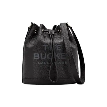 MARC JACOBS Grained Leather Bucket Bag Handbag Shoulder Bag Large Size Women's Black