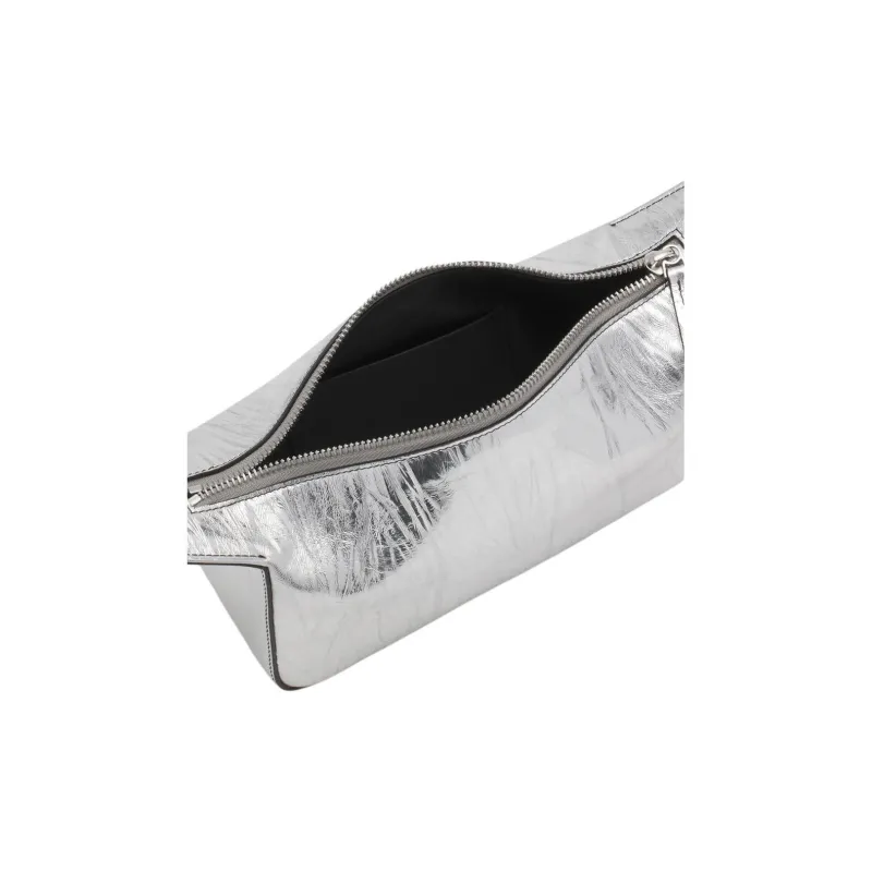 Lanvin Calfskin Crossbody Bag Clutch Women's Silver-4