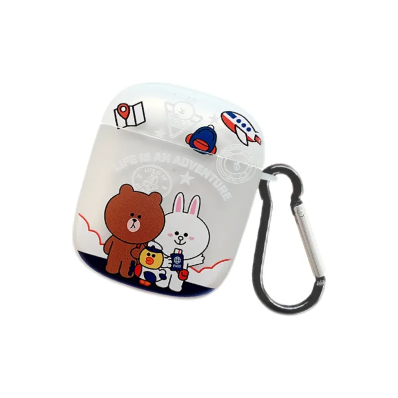 Koman Apple Compatible With AirPods 1/2/3/Pro 1/2 Generations TPU Little Yellow Duck Bear Rabbit Headphone Cases-4